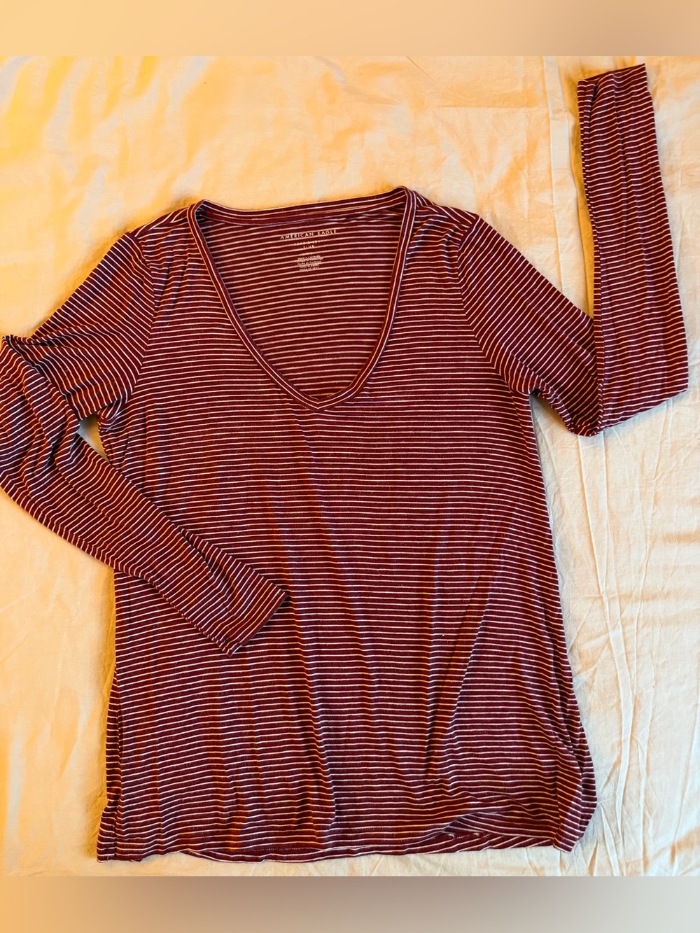 American Eagle Soft &Sexy Slub long sleeve burgundy top sz M